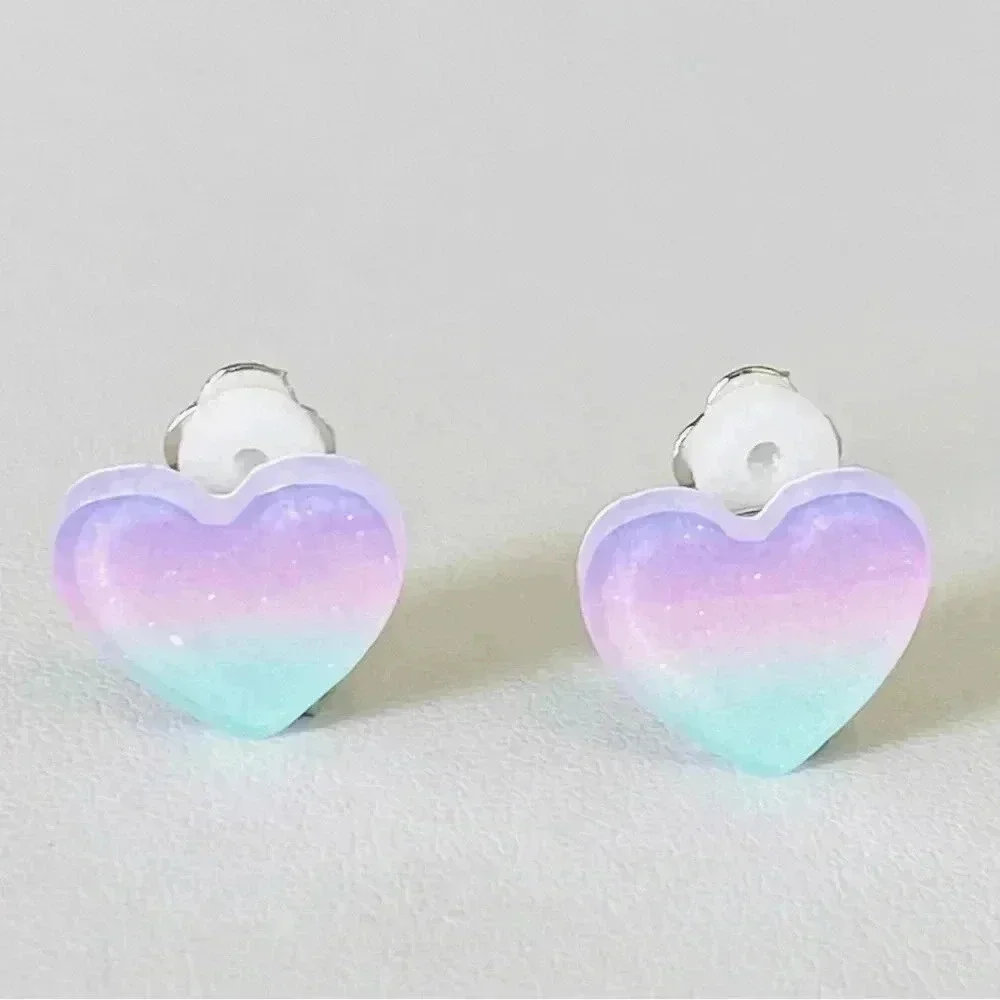 5 Pairs Kids Clip On Cherry Heart Piggy Piggies Kiss Rainbow